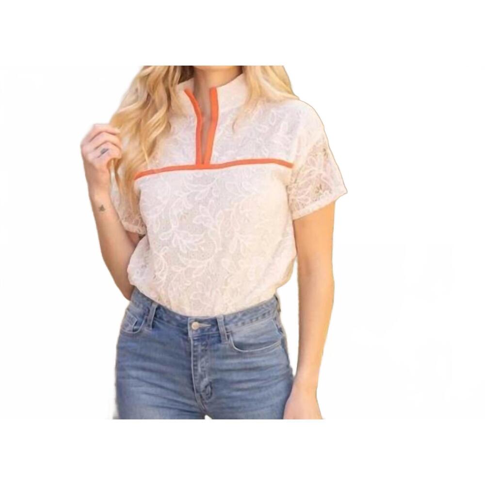 NEW VOY women's lace v-neck top in ivory